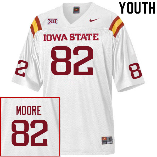 Iowa State Cyclones Youth #82 Tyler Moore Nike NCAA Authentic White College Stitched Football Jersey IZ42I05EG